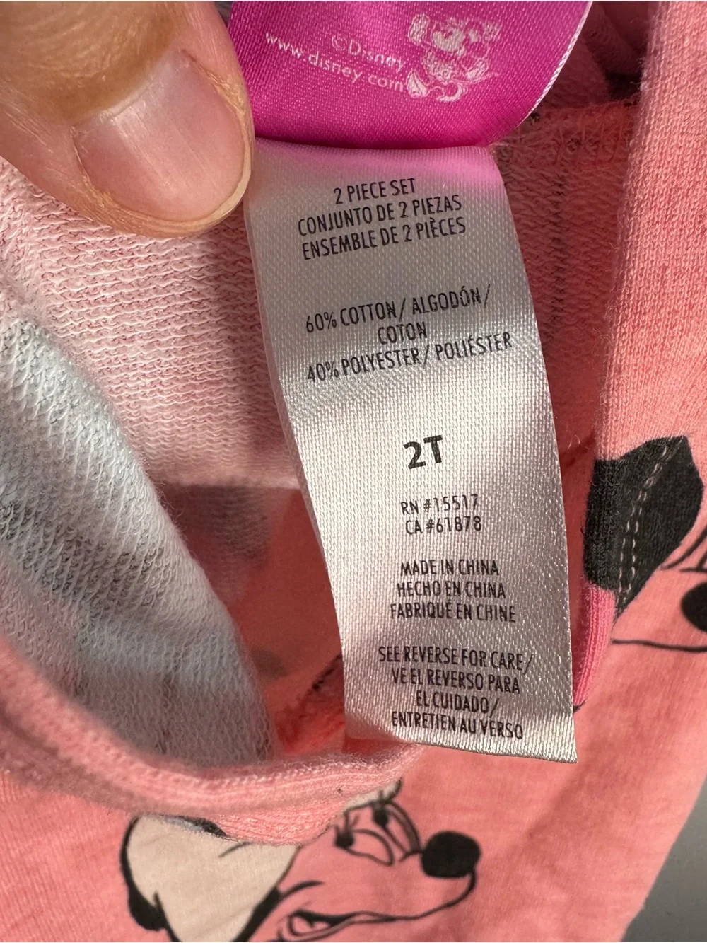 Disney Junior Minnie Mouse Pink Hoodie Top 2T All Over Print